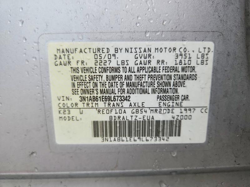 2009 Nissan Sentra მანქანა იყიდება აუქციონზე, vin: 3N1AB61E69L673342, აუქციონის ნომერი: 67153706