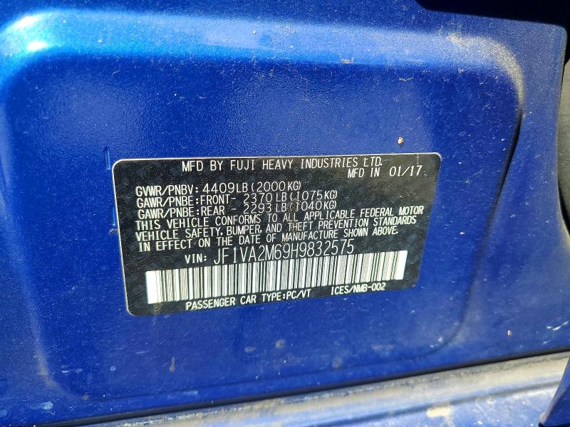 Auction sale of the 2017 Subaru Wrx, vin: JF1VA2M69H9832575, lot number: 65176496