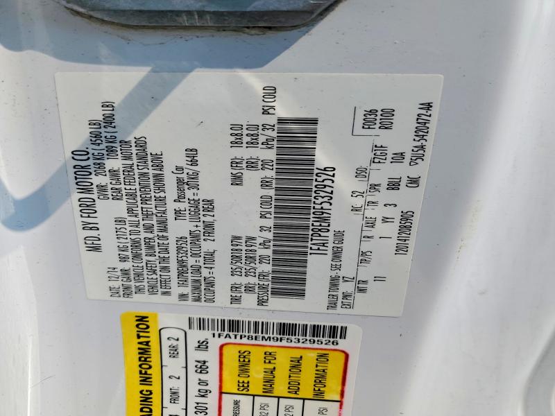 62691716 :رقم المزاد ، 1FATP8EM9F5329526 vin ، 2015 Ford Mustang مزاد بيع