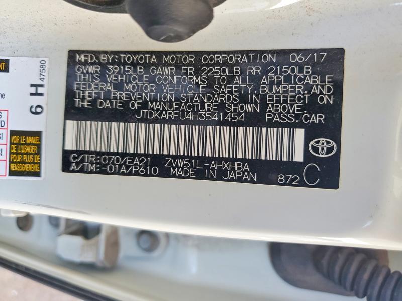 65961296 :رقم المزاد ، JTDKARFU4H3541454 vin ، 2017 Toyota Prius مزاد بيع
