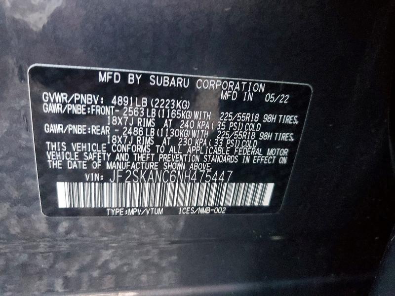 Продажа на аукционе авто 2022 Subaru Forester, vin: JF2SKANC6NH475447, номер лота: 66835736