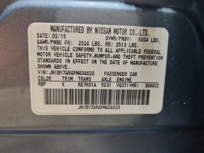 Продажа на аукционе авто 2015 Infiniti Q50, vin: JN1BV7AR4FM404620, номер лота: 64564956