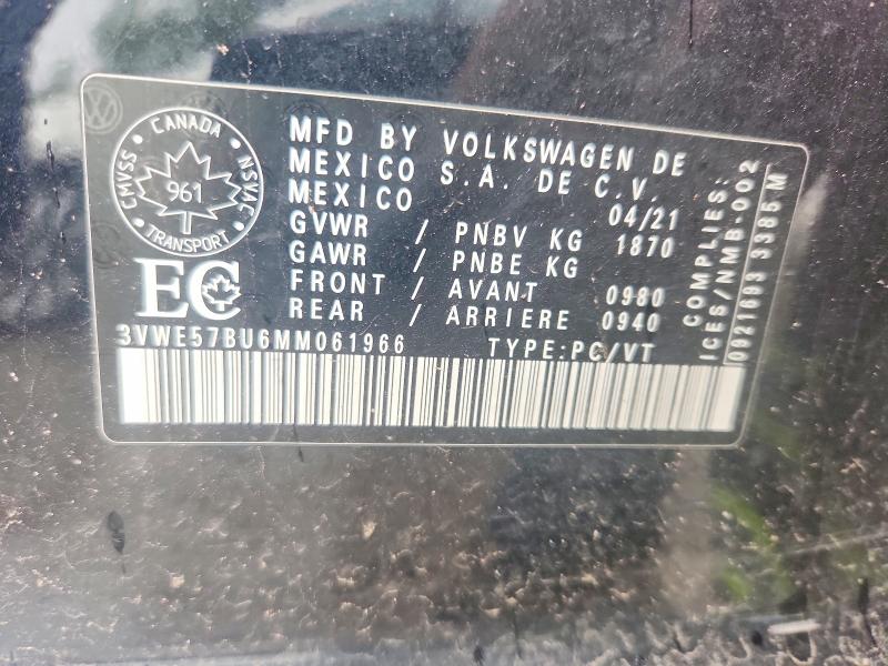 2021 Volkswagen Jetta მანქანა იყიდება აუქციონზე, vin: 3VWE57BU6MM061966, აუქციონის ნომერი: 63120616