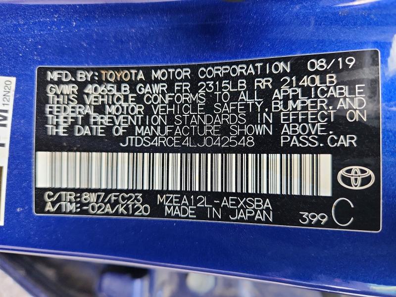Продаж на аукціоні авто 2020 Toyota Corolla, vin: JTDS4RCE4LJ042548, номер лоту: 65020406