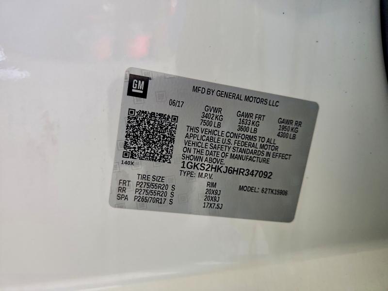 Продаж на аукціоні авто 2017 Gmc Yukon Xl, vin: 1GKS2HKJ6HR347092, номер лоту: 64668356