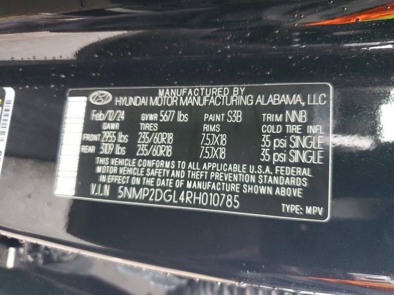 65552986 :رقم المزاد ، 5NMP2DGL4RH010785 vin ، 2024 Hyundai Santa Fe مزاد بيع