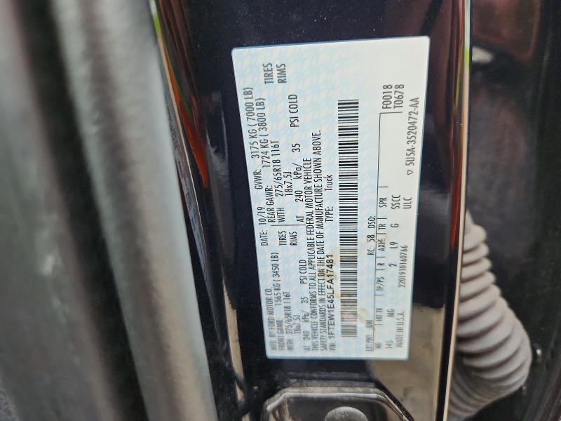Продажа на аукционе авто 2020 Ford F150, vin: 1FTEW1E45LFA17481, номер лота: 64912826
