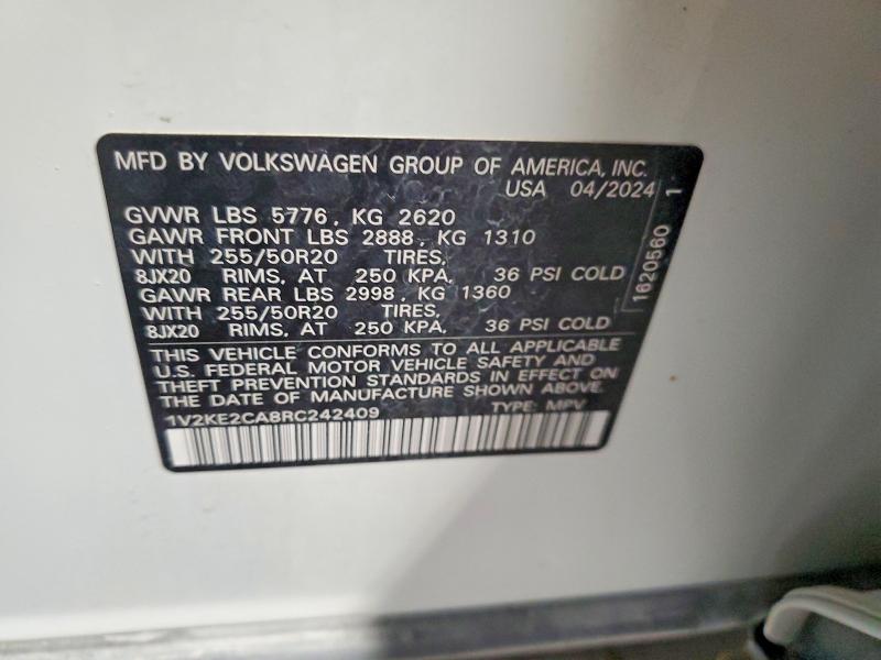 Aukcja sprzedaży 2024 Volkswagen Atlas Cross Sport, vin: 1V2KE2CA8RC242409, numer aukcji: 64516736