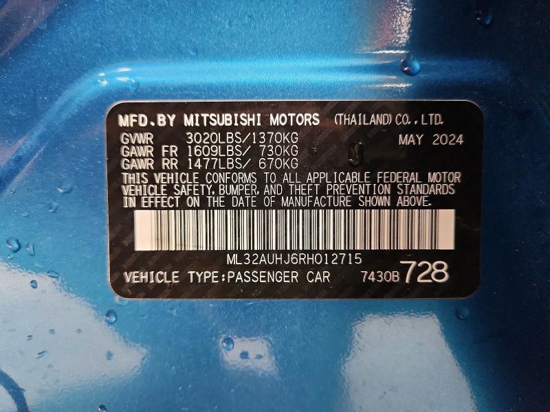 Продажа на аукционе авто 2024 Mitsubishi Mirage, vin: ML32AUHJ6RH012715, номер лота: 67298856