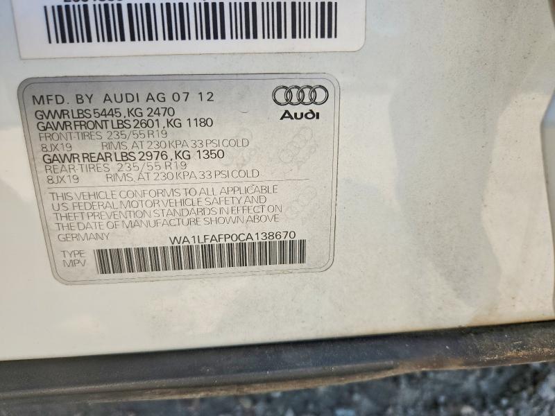 Продажа на аукционе авто 2012 Audi Q5, vin: WA1LFAFP0CA138670, номер лота: 64625546