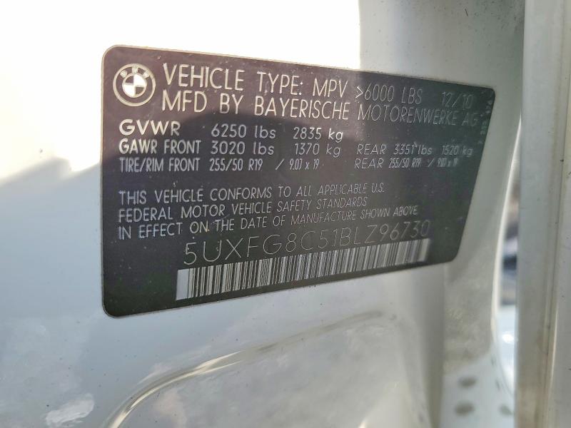 64863326 :رقم المزاد ، 5UXFG8C51BLZ96730 vin ، 2011 Bmw X6 مزاد بيع