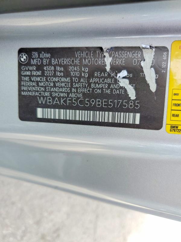 2011 Bmw 328 მანქანა იყიდება აუქციონზე, vin: WBAKF5C59BE517585, აუქციონის ნომერი: 66336196