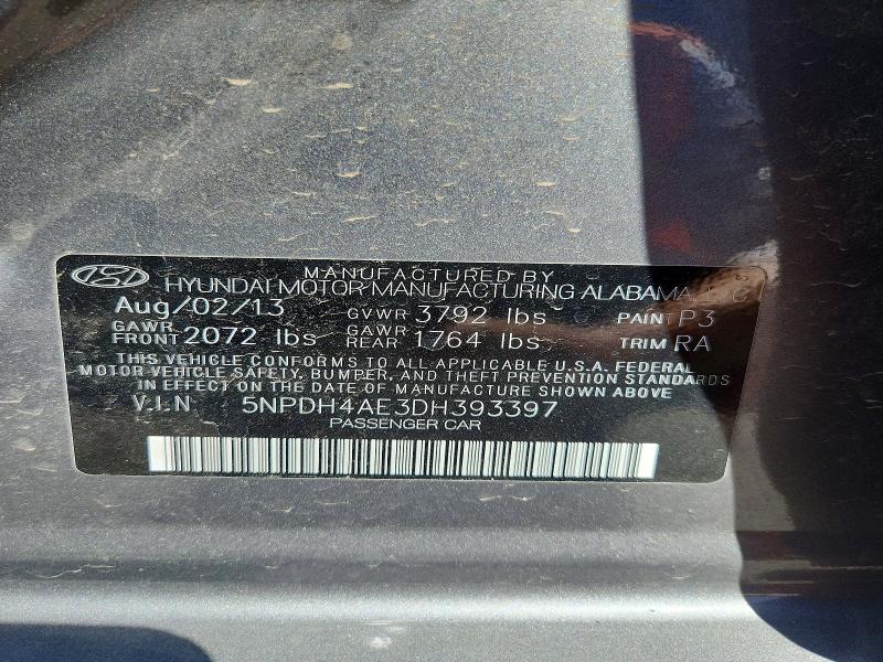 2013 Hyundai Elantra მანქანა იყიდება აუქციონზე, vin: 5NPDH4AE3DH393397, აუქციონის ნომერი: 64135056