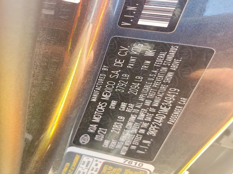 Aukcja sprzedaży 2021 Kia Forte, vin: 3KPF24AD1ME349419, numer aukcji: 63922026