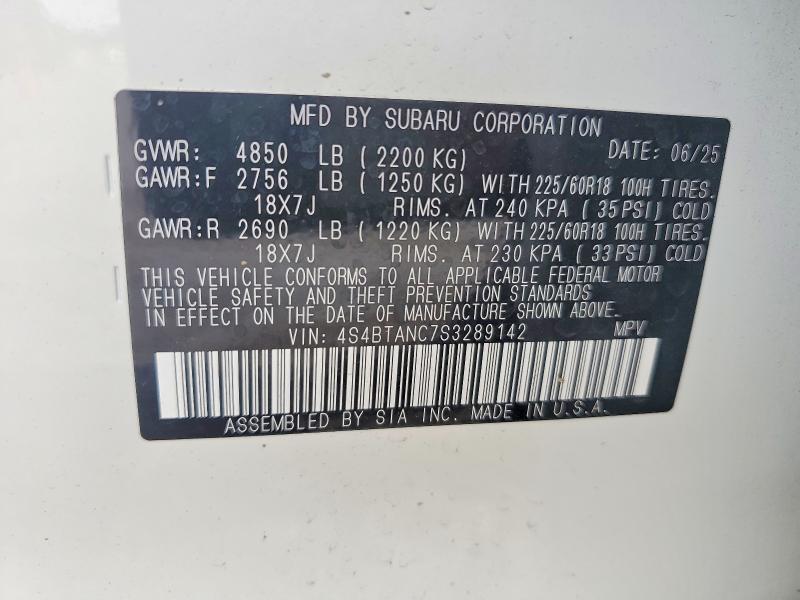 Aukcja sprzedaży 2025 Subaru Outback, vin: 4S4BTANC7S3289142, numer aukcji: 64139046