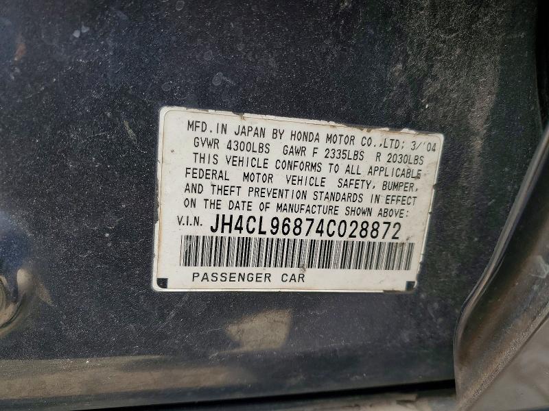 2004 Acura Tsx მანქანა იყიდება აუქციონზე, vin: JH4CL96874C028872, აუქციონის ნომერი: 66268306