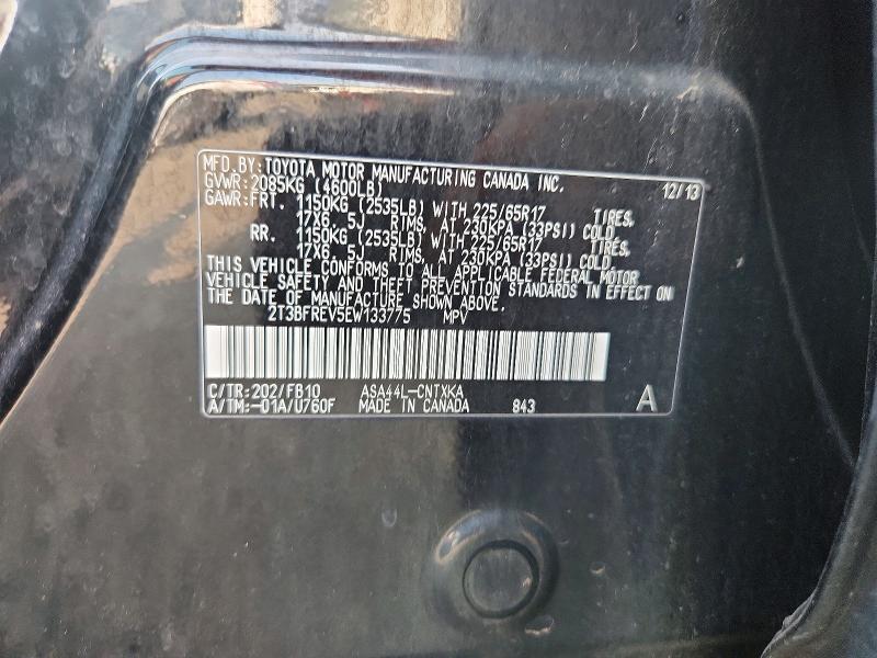 Aukcja sprzedaży 2014 Toyota Rav4, vin: 2T3BFREV5EW133775, numer aukcji: 64812726