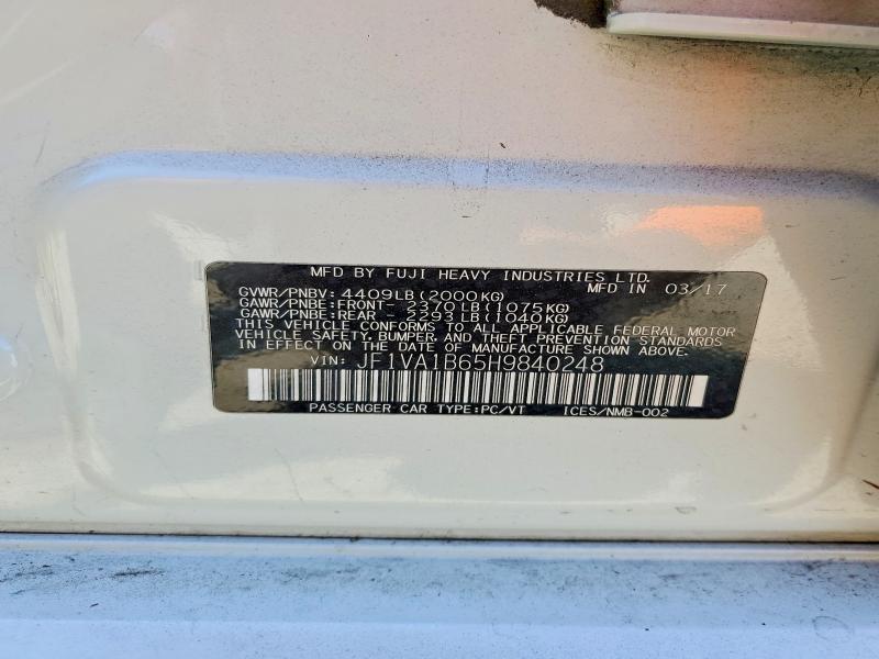 Продажа на аукционе авто 2017 Subaru Wrx, vin: JF1VA1B65H9840248, номер лота: 64976256