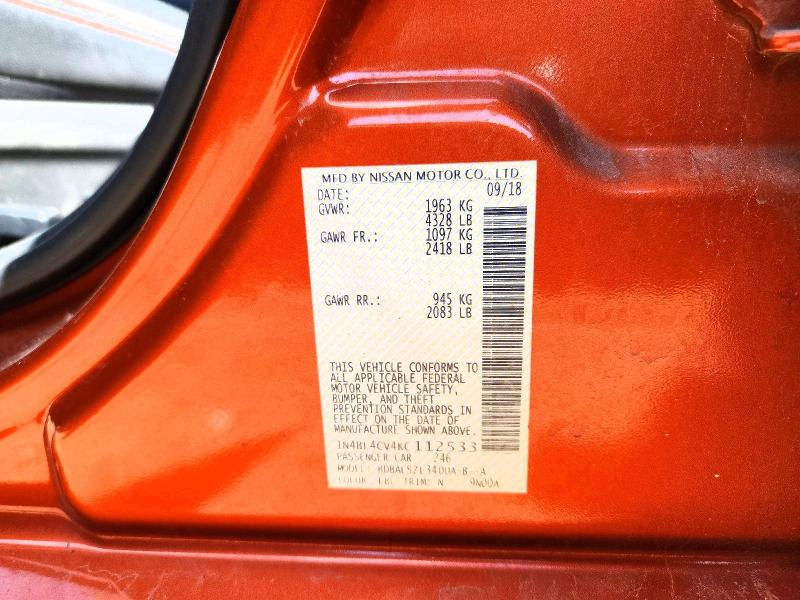 Aukcja sprzedaży 2019 Nissan Altima, vin: 1N4BL4CV4KC112533, numer aukcji: 65521826