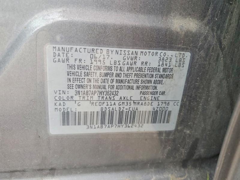 63990506 :رقم المزاد ، 3N1AB7AP7HY362432 vin ، 2017 Nissan Sentra مزاد بيع