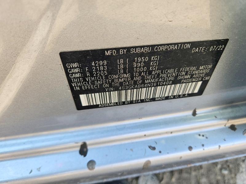 Продаж на аукціоні авто 2022 Subaru Impreza, vin: 4S3GKAB64N3610408, номер лоту: 63820046