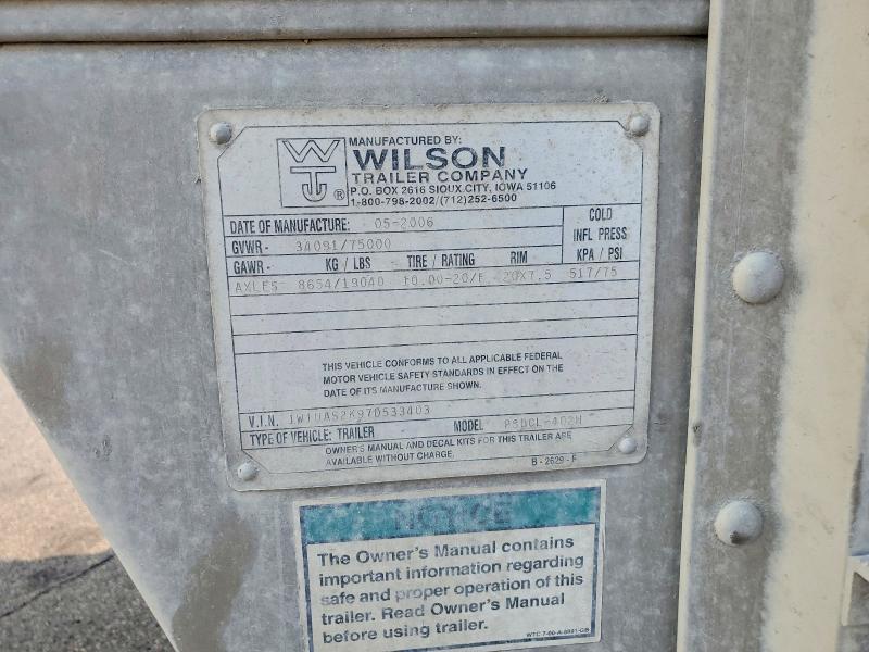 63415736 :رقم المزاد ، 1W1UAS2K97D533403 vin ، 2007 Wilson Trailer Co. Wilson Trailer Co. مزاد بيع