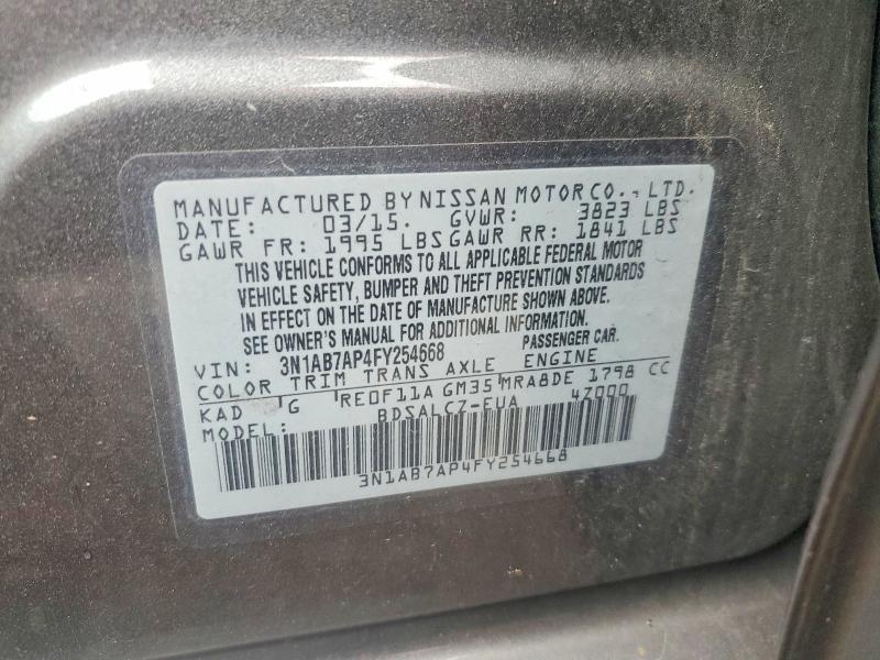 Aukcja sprzedaży 2015 Nissan Sentra, vin: 3N1AB7AP4FY254668, numer aukcji: 65377456