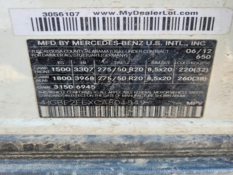 64126156 :رقم المزاد ، 4JGBF2FEXCA801549 vin ، 2012 Mercedes-benz Gl مزاد بيع