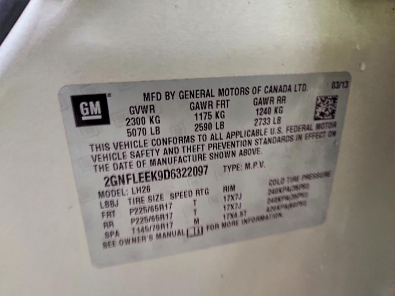 Продаж на аукціоні авто 2013 Chevrolet Equinox, vin: 2GNFLEEK9D6322097, номер лоту: 63397986