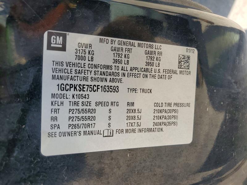 64276926 :رقم المزاد ، 1GCPKSE75CF163593 vin ، 2012 Chevrolet Silverado مزاد بيع