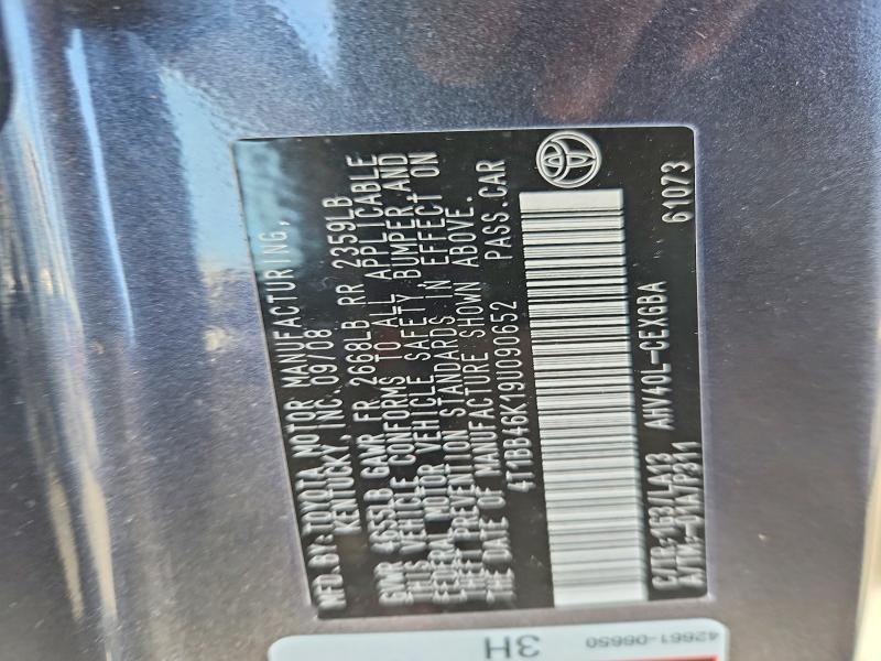 63678976 :رقم المزاد ، 4T1BB46K19U090652 vin ، 2009 Toyota Camry مزاد بيع