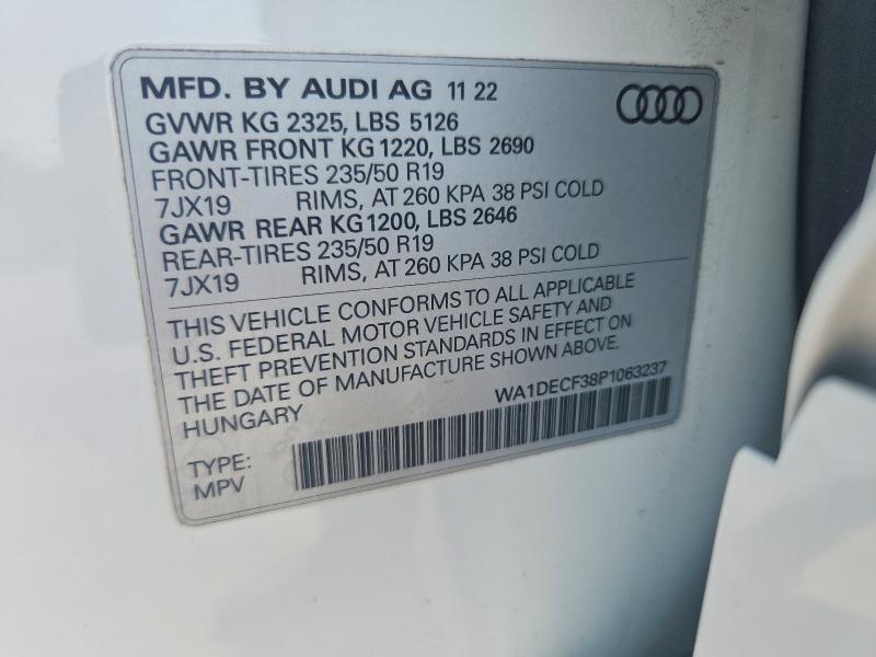 Aukcja sprzedaży 2023 Audi Q3, vin: WA1DECF38P1063237, numer aukcji: 66545486