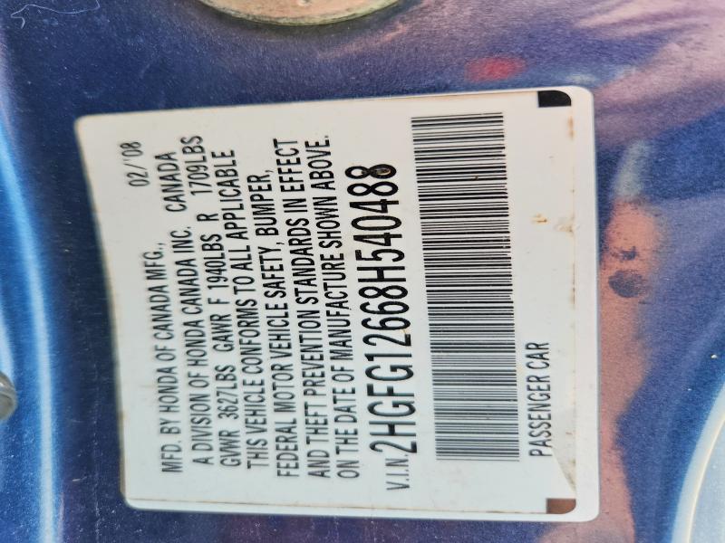 Aukcja sprzedaży 2008 Honda Civic, vin: 2HGFG12668H540488, numer aukcji: 63767626