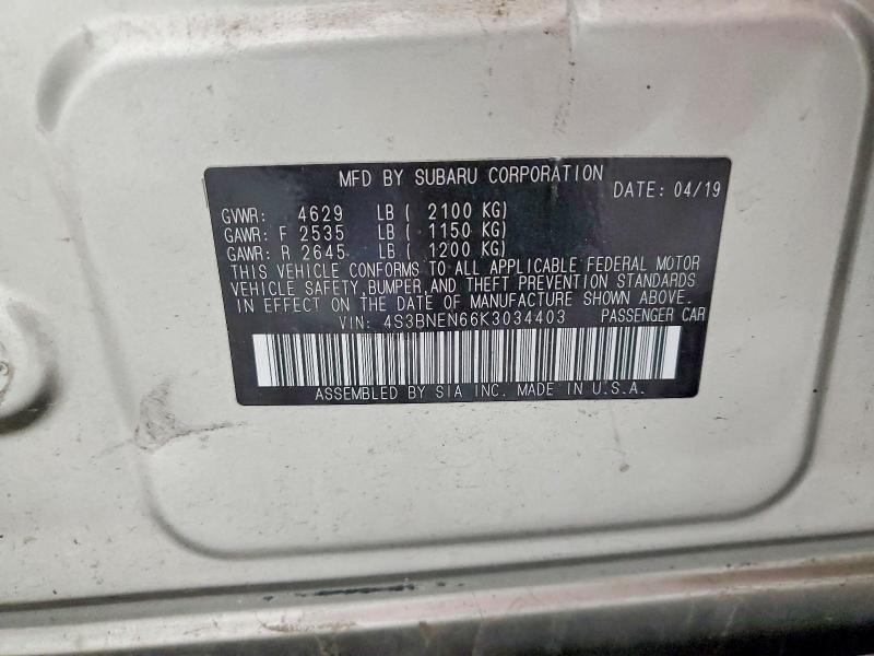 Продаж на аукціоні авто 2019 Subaru Legacy, vin: 4S3BNEN66K3034403, номер лоту: 65712466