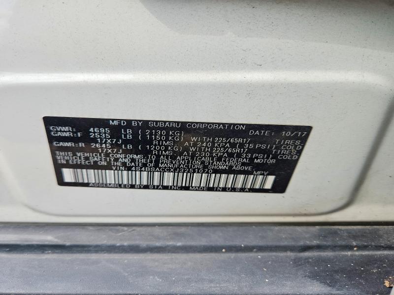 65669826 :رقم المزاد ، 4S4BSACCXJ3251070 vin ، 2018 Subaru Outback مزاد بيع