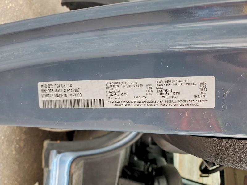 65211846 :رقم المزاد ، 3C6URVJG4LE145187 vin ، 2020 Ram Promaster 3500 مزاد بيع