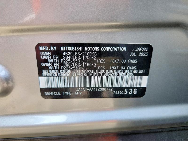 Продаж на аукціоні авто 2026 Mitsubishi Eclipse Cross, vin: JA4ATVAA4TZ000772, номер лоту: 66445066