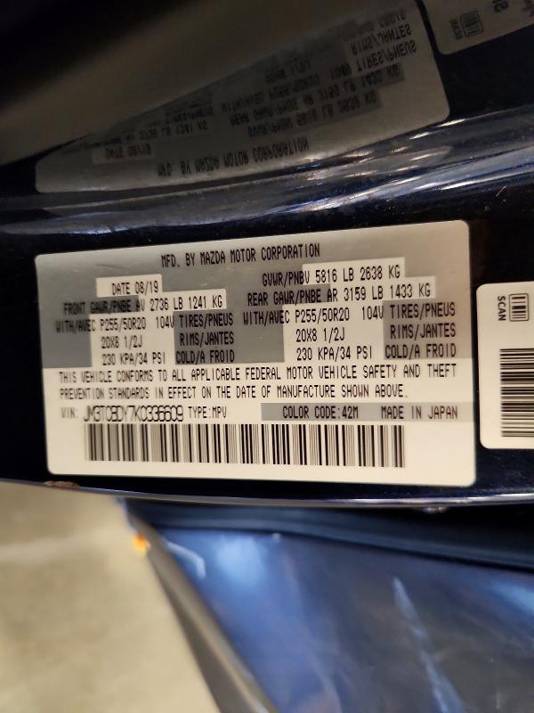 2019 Mazda Cx-9 მანქანა იყიდება აუქციონზე, vin: JM3TCBDY7K0336609, აუქციონის ნომერი: 65164476