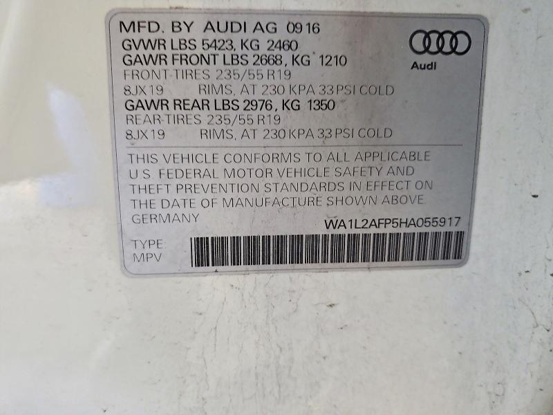 Aukcja sprzedaży 2017 Audi Q5, vin: WA1L2AFP5HA055917, numer aukcji: 66372256