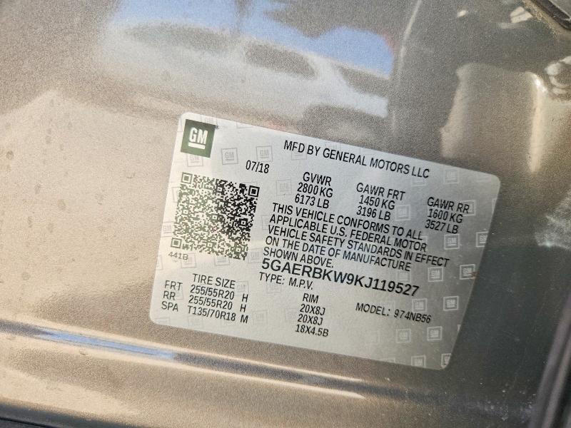 2019 Buick Enclave მანქანა იყიდება აუქციონზე, vin: 5GAERBKW9KJ119527, აუქციონის ნომერი: 62840686