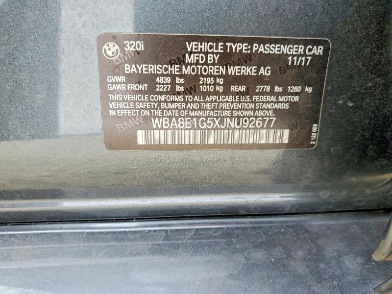 Продаж на аукціоні авто 2018 Bmw 320, vin: WBA8E1G5XJNU92677, номер лоту: 67150856