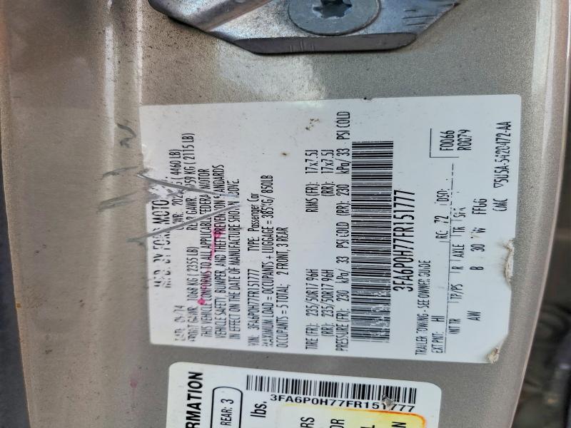 Продажа на аукционе авто 2015 Ford Fusion, vin: 3FA6P0H77FR151777, номер лота: 66806956