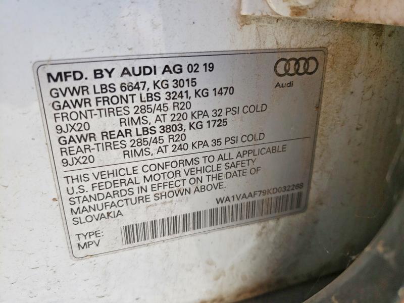 Aukcja sprzedaży 2019 Audi Q7, vin: WA1VAAF79KD032268, numer aukcji: 65230016
