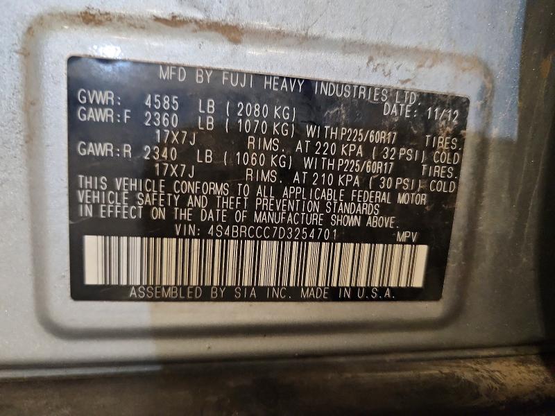 2013 Subaru Outback მანქანა იყიდება აუქციონზე, vin: 4S4BRCCC7D3254701, აუქციონის ნომერი: 66100626