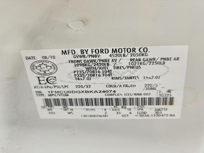 Auction sale of the 2011 Ford Escape, vin: 1FMCU0DGXBKA24074, lot number: 64989696