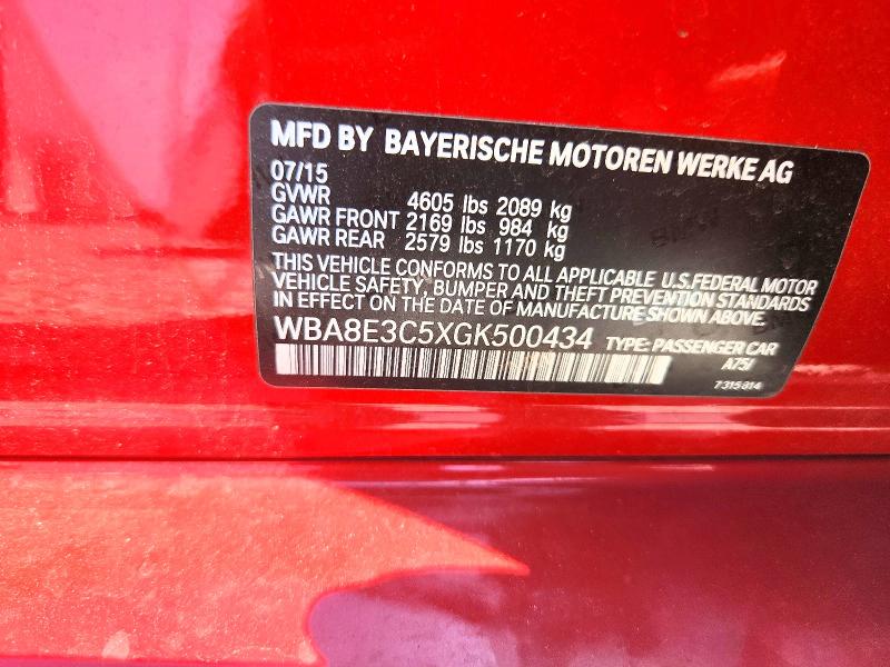 Продаж на аукціоні авто 2016 Bmw 328, vin: WBA8E3C5XGK500434, номер лоту: 65380546