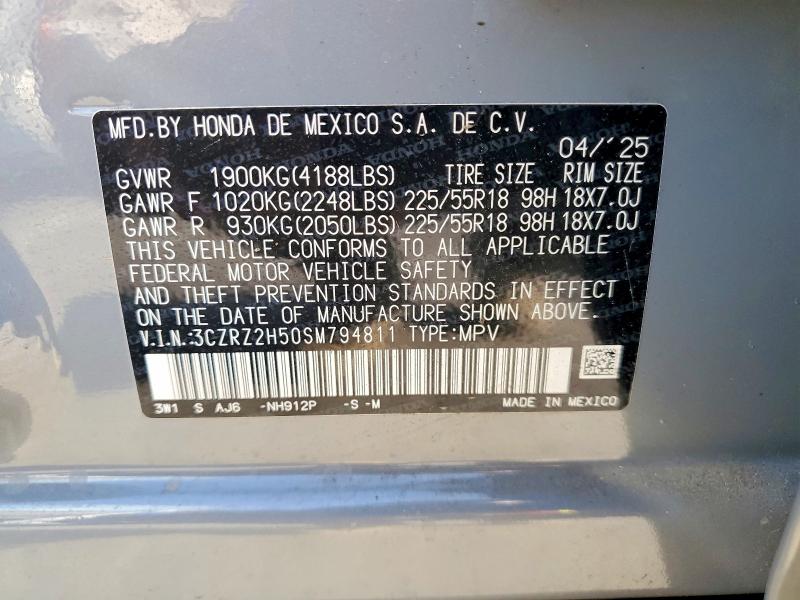 64472566 :رقم المزاد ، 3CZRZ2H50SM794811 vin ، 2025 Honda Hr-v مزاد بيع