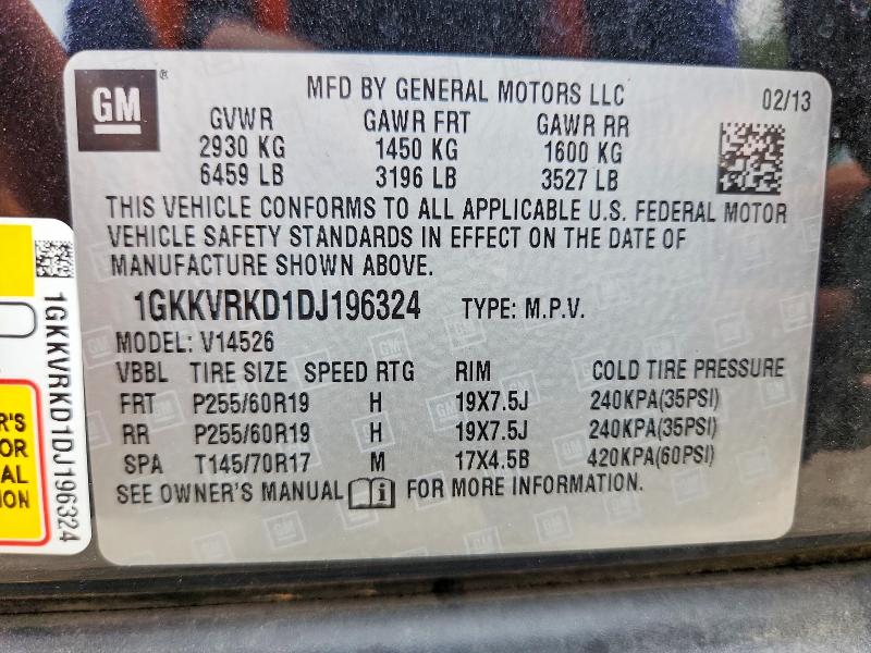 Aukcja sprzedaży 2013 Gmc Acadia, vin: 1GKKVRKD1DJ196324, numer aukcji: 65092776