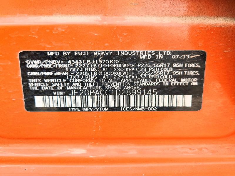 Продаж на аукціоні авто 2013 Subaru Xv Crosstrek, vin: JF2GPACC1D2899145, номер лоту: 64516196