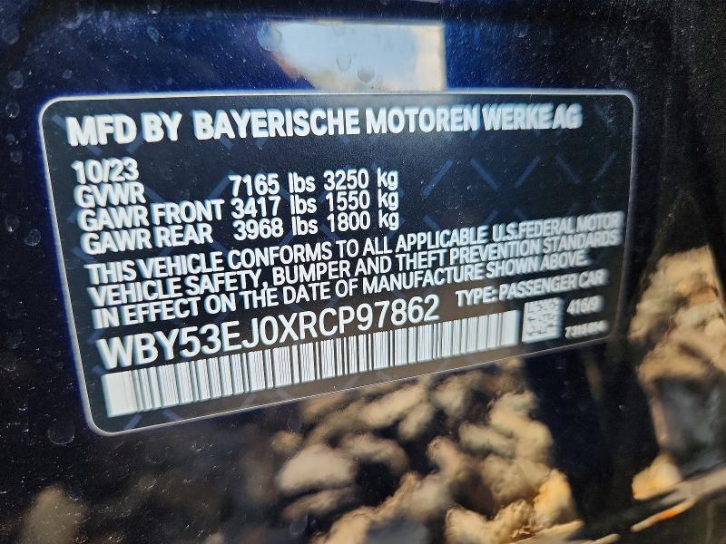 Aukcja sprzedaży 2024 Bmw I7, vin: WBY53EJ0XRCP97862, numer aukcji: 64301396
